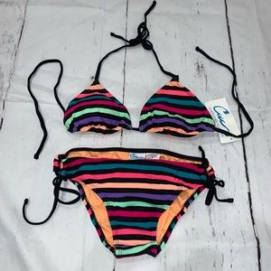California waves striped bikini 2 piece swimsuit